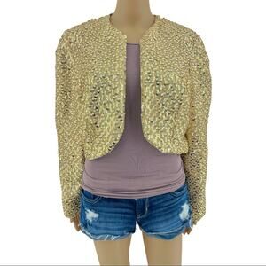 Steven Stoller US 14 American VINTAGE 80s Gold Sequin Bolero Crop Jacket